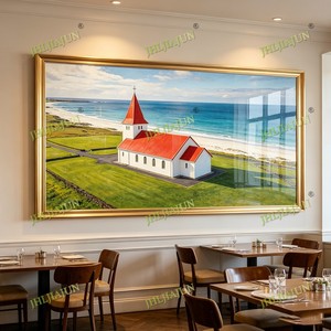 Peinture murale de luxe scandinave côtière, impression d'art religieux, vente en gros d'usine, décoration intérieure personnalisée, peinture LED de paysage en porcelaine de cristal - Product Image 5