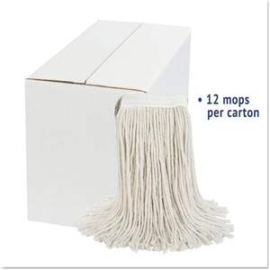Boardwalk 2020CCT Cut-End Wet <b>Mop</b> Head White Cotton <b>Microfiber</b> Manual Wrapping Home Use 20/12/Carton - Product Image 3