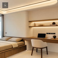 XINGRUO Étagères de bureau modernes sur mesure en grain de bois, armoire personnalisée pour appartement, hôtel, villa