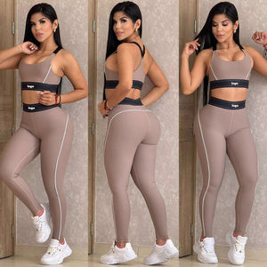 ชุดวิ่งออกกำลังกายเอวสูงยกสะโพกชุดฟิตเนส<span class=keywords><strong>2</strong></span>ชิ้นยืดหยุ่นสูงสปอร์ตบรา + เลกกิ้ง - Product Image 3