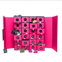 Boîtes de calendrier de l'avent en carton vide pour Noël, cosmétiques, cadeaux, 4 jours, fond beige clair de qualité supérieure