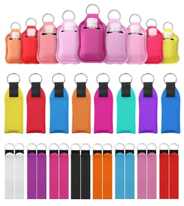 Fashion Custom Color Pattern Neoprene Lipstick Holder Keychain Portable Wristlet Strap Keychains