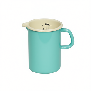 Enamelled <b>Measuring</b> Cup 1 Liter Turquoise With Handle For Kitchen Use - Product Image 2