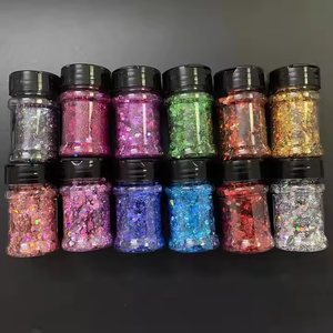 Vente en gros 2025 nouveau 2oz holographique 12 couleurs de qualité cosmétique PET matériel Nail Art cosmétiques hexagone gros paillettes ombre à paupières - Product Image 4