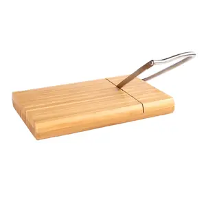 Tagliere per formaggio in bambù con taglierina per formaggio in filo di acciaio inossidabile