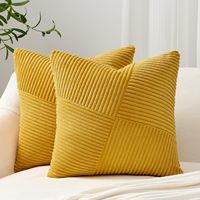 Housse de coussin carrée pour canapé en tissu côtelé lavable avec surpiqûres