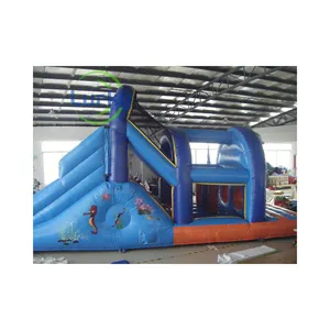 Kids Inflável Obstacle Course Trampolim Park e Playhouse-Style Bouncer para jogo ativo e diversão