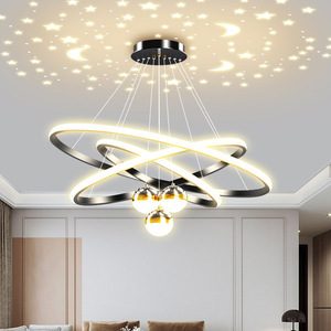 Minimalist Modern Starry Sky Pendant <b>Light</b> Led Round Three Headed <b>Chandelier</b> For Bedroom Dining Room Nordic Style - Product Image 2