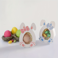 Lot de 10 boîtes en carton transparentes faites à la main avec fenêtre, motif lapin, pour emballage cadeau de chocolats, décoration de paquet d'œufs pour la fête de Pâques