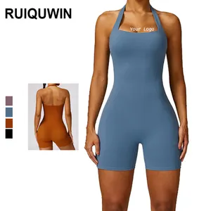 RUIQUWIN individuelles Logo Mode rückenfrei Sport Jumpsuit Damen Einteiliger Jumpsuit Sportbekleidung Fitness Fitness Sportbekleidung