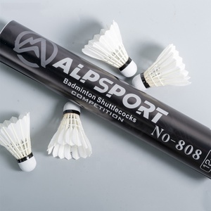 <span class=keywords><strong>ALP</strong></span> 808 12pcs/Tube Shuttlecocks White Goose Feather 76-77 Speed Durable Badminton Ball Stable Flight Use for Training Sports - Product Image 2