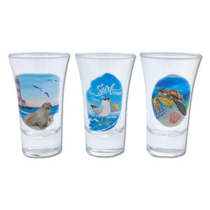 Verres à shot bon marché avec logo, design touristique de plage - Verres à shot imprimés tie-dye souvenirs de Malaisie, du Honduras, de Barbade, des Bahamas - Product Image 5