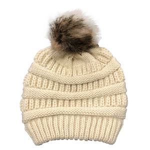 Bonnet de luxe en fausse <span class=keywords><strong>fourrure</strong></span> pour <span class=keywords><strong>femme</strong></span> et fille, bonnet tricoté à la queue de cheval, collection hiver 2022 - Product Image 2