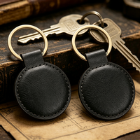 Porte-clés rond en cuir PU vierge pour gravure laser personnalisée, idéal pour cadeaux d'entreprise et promotionnels