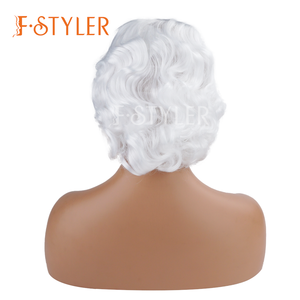 FSTYLER blanc profond ondulé perruques femmes Cosplay fête cheveux synthétiques <span class=keywords><strong>perruque</strong></span> en gros vente en vrac usine réglable <span class=keywords><strong>Halloween</strong></span> Costume <span class=keywords><strong>perruque</strong></span> - Product Image 3
