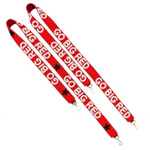 CRYSTAL CRAFT Red Beaded Webbing Strap with Raised GO <b>BIG</b> RED Text Vintage Eco-Friendly Fashionable <b>Handbag</b> Accessory - Product Image 1