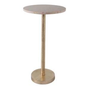 Tavolino Moderno Rotondo in Marmo, Elegante Tavolino Laterale per Comodino o Soggiorno - Product Image 4