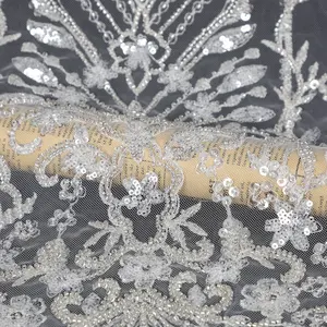 ZX013 New high quality luxury lace fabric beading embroidery sequin lace fabrics in palace style