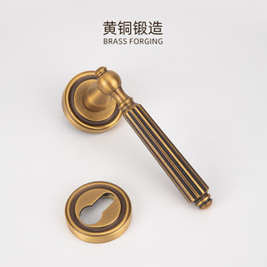 French Style All Copper Door Lock Lever Handle Interior Bedroom Wooden Door Lock Durable Brass Finish - Product Image 3
