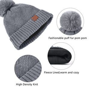 <span class=keywords><strong>Ensemble</strong></span> <span class=keywords><strong>bonnet</strong></span>, <span class=keywords><strong>écharpe</strong></span> et gants tricotés chauds d'hiver pour <span class=keywords><strong>femme</strong></span> LCZTN avec protection des oreilles, circonférence de la tête 58-60CM, détection par aiguille - Product Image 3