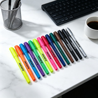 Ensemble de marqueurs à double pointe oblique, 12 couleurs personnalisées, pointe fine imperméable, double embout, avec clip, logo personnalisé