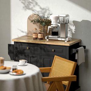 Carrito de Cocina Moderno SENYU con Estantes Ajustables de Roble, Ruedas, Estante para Especias y Superficie de Madera de Caucho, Fácil de Mover - Product Image 2