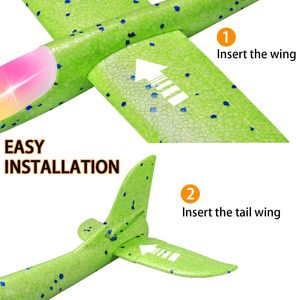 Avion à lancer manuel 48 cm avec lumière LED, jouet en mousse EPP, planeur pour enfants, jouet amusant pour l'extérieur - Product Image 3