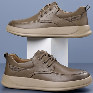 Chaussures en cuir de vachette pour hommes Xijue Bull 2025, nouvelle collection automne-hiver, décontractées, respirantes, légères, à lacets, semelle intermédiaire sans coussinets, surface souple - Product Image 3