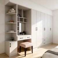 Armoire scandinave avec étagères ouvertes, tiroirs et miroir, commode pour chambre à coucher, coiffeuse, fabrication OEM personnalisée