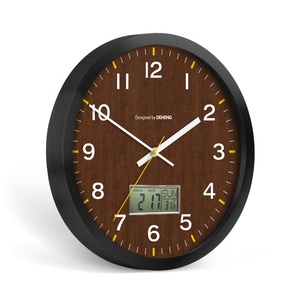 12英寸数字挂钟LED金属静音挂钟LCD时钟显示温度时间和日期 - Product Image 2