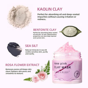 Masque facial hydratant et nourrissant à l'argile rose naturelle FLORA RUBY 100% - Product Image 6