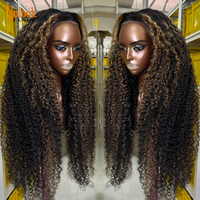 Perruques personnalisées en cheveux humains bouclés birmans colorés pour femmes noires, petites quantités en gros, produits de beauté, perruque frontale ondulée effet eau
