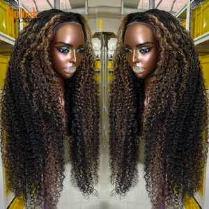 Perruques personnalisées en cheveux humains bouclés birmans colorés pour femmes noires, petites quantités en gros, produits <span class=keywords><strong>de</strong></span> beauté, perruque frontale ondulée effet eau - Product Image 3