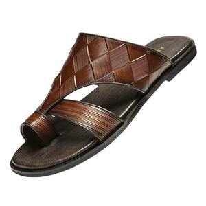 Wholesale Summer New Men's <b>Beach</b> Sandals Leather flat Sandals Cowhide Casual <b>shoes</b> Outdoor Slip-On Breathable Slides Slippers - Product Image 2