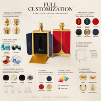 Boîte cadeau rigide à double porte avec design personnalisé, ornement métallique sur mesure et insert pour emballage d'affaires de luxe haut de gamme