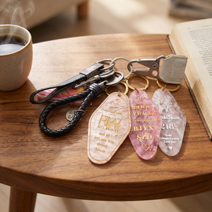 Portachiavi in Acrilico Personalizzato con Logo Stampato o Smaltato per Hotel e <span class=keywords><strong>Motel</strong></span>, Etichetta Retrò per Chiavi di Stanza, Souvenir per Bar e Caffè - Product Image 6