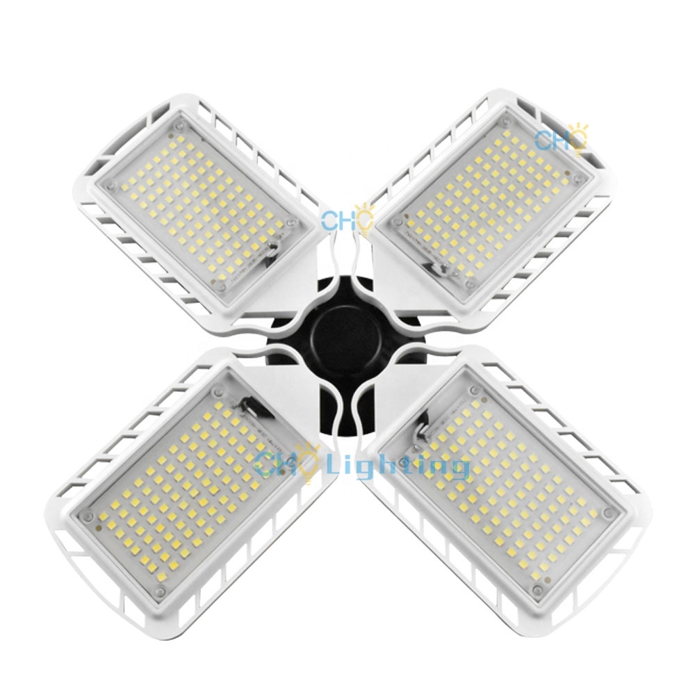 E27 60W Foldable LED Garage Ceiling Foldable Fan Blade Light Deformable led Garage Light High Bay Light For Workshop Warehouse
