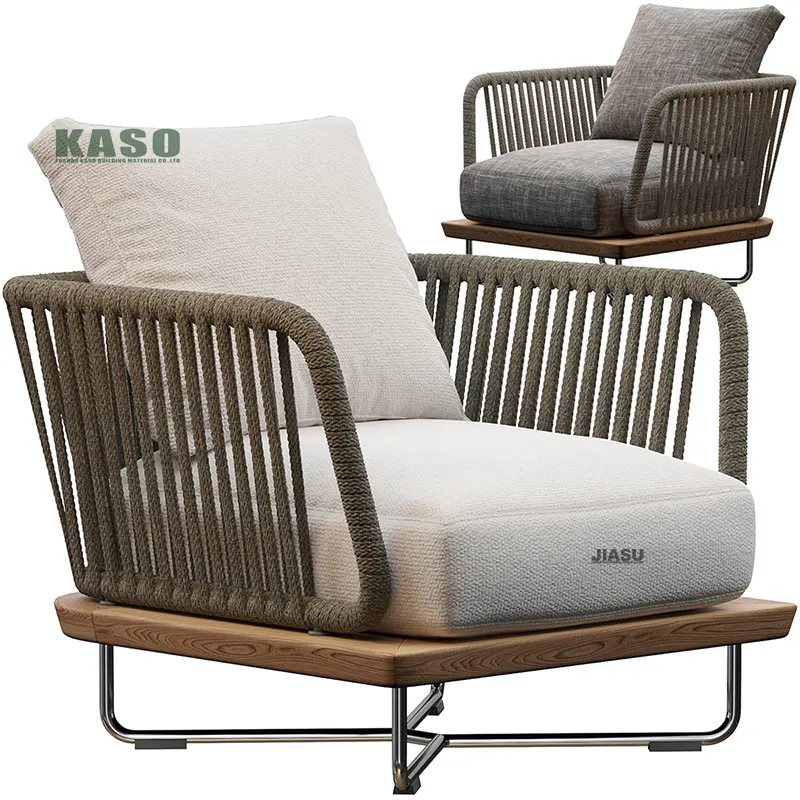 Gartenmöbel Patio Stuhl Tisch Set Restaurant Cafe Moderne Rattan Dining Lounge Sofa Stuhl Aluminium Seil Outdoor Stuhl