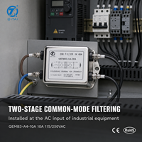 Filtre EMI monophasé à deux étages QEMB3-A4-10A 115/250VAC pour la suppression du bruit de mode commun dans les armoires de commande PLC