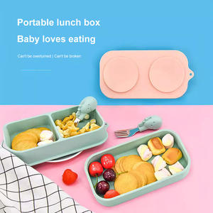 Wholesale BPA Free <b>Lunch</b> Container Silicone Leak Proof Foldable Food Storage <b>with</b> Suction Cups <b>Lunch</b> <b>Box</b> <b>with</b> Spoon and Fork - Product Image 2