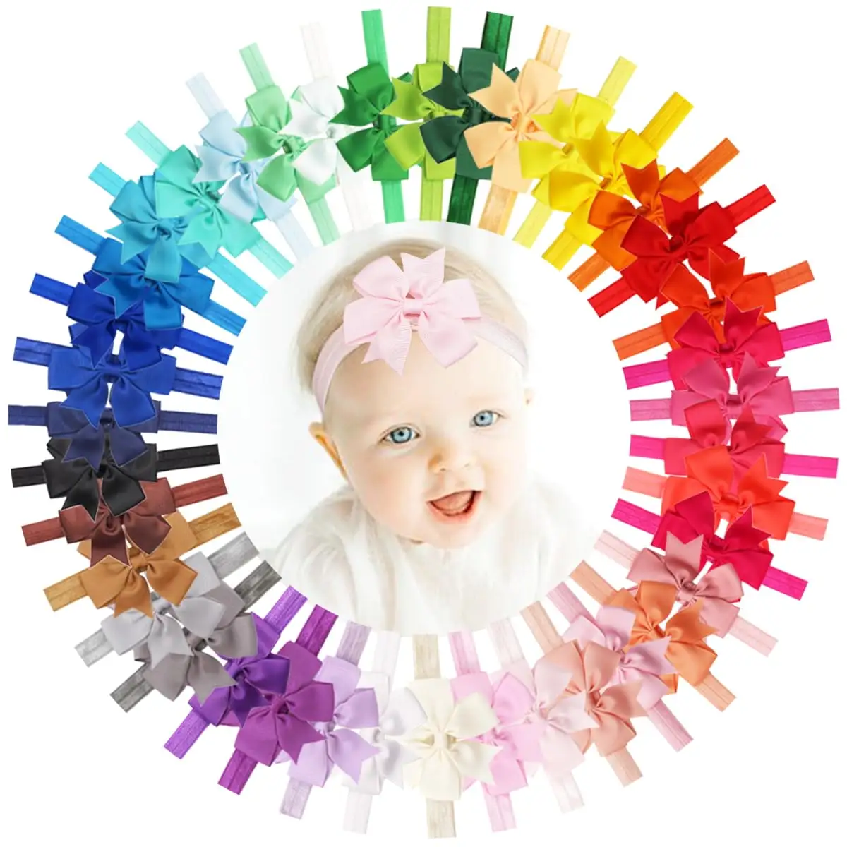 40 renkler bebek kız bantlar 3 "fırıldak saç fiyonkları elastik saç bantları için saç aksesuarları yenidoğan bebekler tulumları
