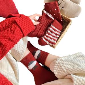 Chaussettes mi-hautes rouges en flocage pour <span class=keywords><strong>chiot</strong></span>, motif rétro, douces et confortables, pour l'hiver, usage quotidien, nouvelle année - Product Image 5