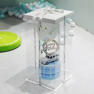 Jddton-boîte à gâteau transparente en PET, emballage carré haut de gamme pour gâteau, mariage, fête d'anniversaire, noël