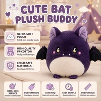 Peluche chauve-souris violette d'Halloween, poupée vampire ronde personnalisée avec yeux de lune, animal en peluche doux pour décoration de fêtes, faible MOQ, OEM, ODM