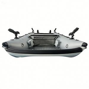 Bateaux pneumatiques catamaran <span class=keywords><strong>de</strong></span> 12,5 pieds avec pont gonflable pour 5 personnes Reachsea avec transom en aluminium, grande <span class=keywords><strong>roue</strong></span> et <span class=keywords><strong>porte</strong></span>-canne à pêche - Product Image 4