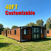 Casa Contenedor Expandible de Acero, Doble Ala, Resistente a Huracanes, Garantía de 5 Años, Apartamento Tipo Granny Flat de 40 Pies, 5 Dormitorios, Diseño Moderno