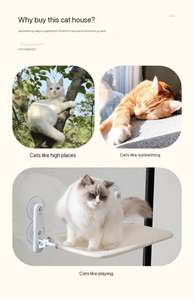 Hamaca para gatos, ventana, ventosa, cama de cristal, estante colgante para tomar el sol, balcón, cama para gatos, rascador para tomar el sol, siesta, árboles para gatos - Product Image 2