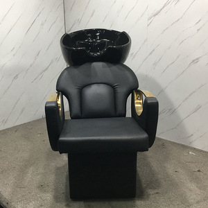 Chaise de lavage de cheveux inclinable réglable en cuir PU pour salon de coiffure ou bureau - Product Image 2