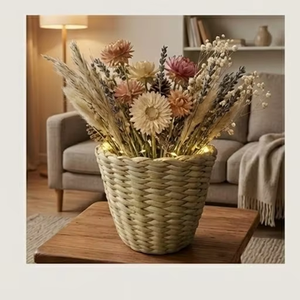 Cesta de Flores de Jacinto de Agua Tejida a Mano, Maceta Decorativa de Mimbre para Flores Secas, Arreglos Artificiales, Decoración de Mesa - Product Image 4