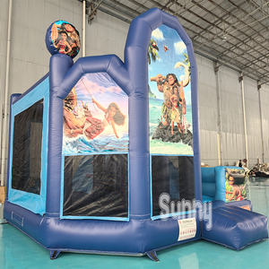 Castillo Inflable Personalizado con Temática Azul de la <span class=keywords><strong>Película</strong></span> Moana, Tobogán Inflable Combinado para Niños, Casa de Brinco Inflable para Fiestas - Product Image 2